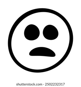 A black and white line art illustration of a sad face, conveying an emotion of disappointment or sadness.