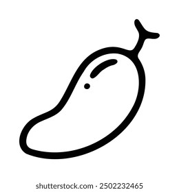 A black and white line art illustration of an eggplant, capturing its distinct shape and texture.