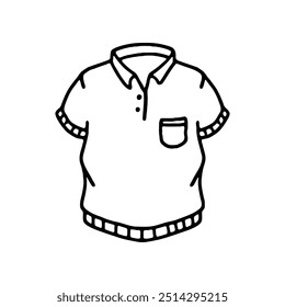 Una ilustración de arte de línea en blanco y negro de un polo con cuello y bolsillo