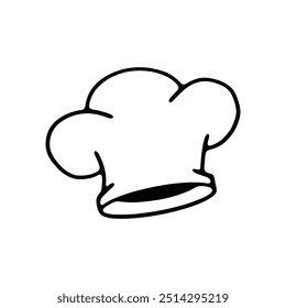 A black and white line art illustration of a chef's hat