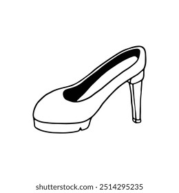 Eine schwarz-weiße Linie Kunstdarstellung eines High-Heel-Schuhs