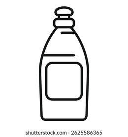 Ilustração em preto e branco de um frasco de detergente de limpeza genérico