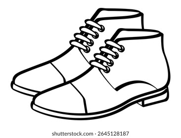 Black and white line art illustration of a pair of formal lace-up shoes