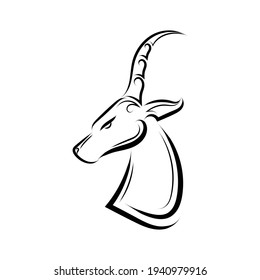 Black and white line art of impala head. Good use for symbol, mascot, icon, avatar, tattoo, T Shirt design, logo or any design you want.