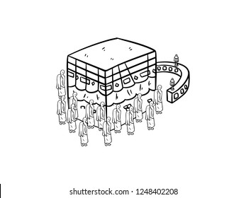 black and white line art, kabah