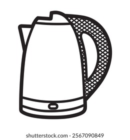 black and white line art kitchen equipment, general electric water kettle