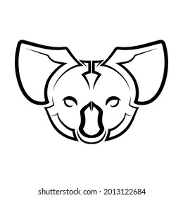 Black and white line art of koala head. Good use for symbol, mascot, icon, avatar, tattoo,T-Shirt design, logo or any design.