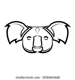 Black and white line art of koala head. Good use for symbol, mascot, icon, avatar, tattoo,T-Shirt design, logo or any design.