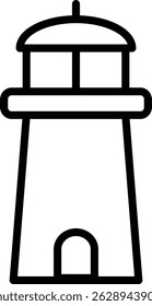 Black and White Line Art Lighthouse Icon Illustration