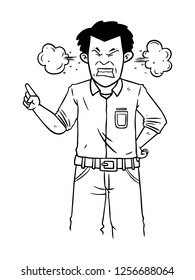 black and white line art, male sketches are angry