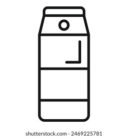Black and white line art of a milk carton, ideal for educational, dietary, and shopping graphics