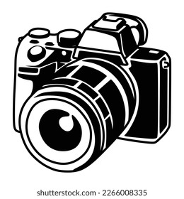 arte de línea en blanco y negro del logotipo de la cámara sin espejo