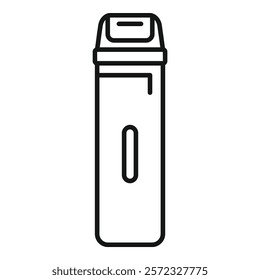 Black and white line art of a modern, tall recycling bin, ideal for clean design elements