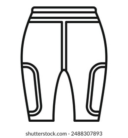 Black and white line art of a pair of padded cycling shorts