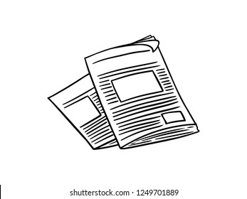 black and white line art, paper sketches