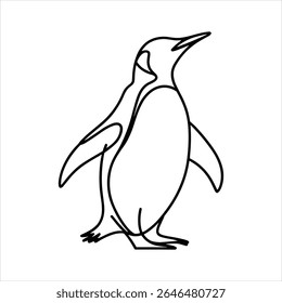 Linha preta e branca de um animal de aves de pinguim
