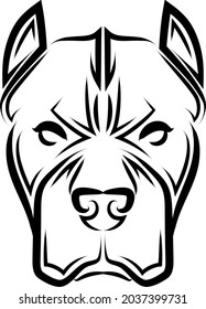 Black   white line art Pitbull dog head  Simple minimalistic tattoo design vector illustration 
