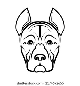 Black and white line art of pitbull dog head. Good use for symbol mascot icon avatar tattoo T Shirt design logo or any design