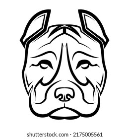 Black and white line art of pitbull dog head. Good use for symbol mascot icon avatar tattoo T Shirt design logo or any design