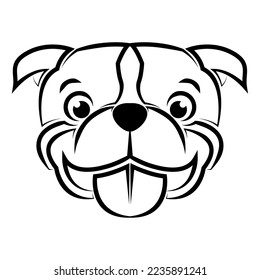 Black and white line art of pitbull dog head. Good use for symbol mascot icon avatar tattoo T Shirt design logo or any design