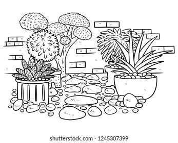 black and white line art plants on the home page