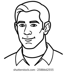 Black and White Line Art Portrait of a Man