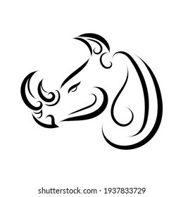 Black and white line art of rhino head. Good use for symbol, mascot, icon, avatar, tattoo, T Shirt design, logo or any design you want.