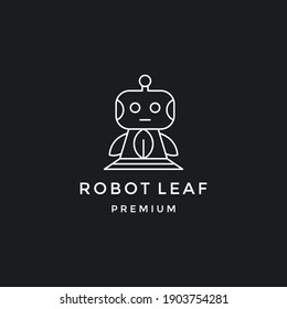白黒のラインアートロボットの葉のロゴデザインコンセプト のベクター画像素材 ロイヤリティフリー Shutterstock