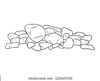 black and white line art, rock sketches