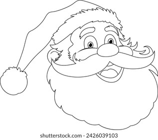 Black and white line art of Santa Claus