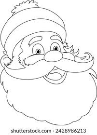Black and white line art of Santa Claus