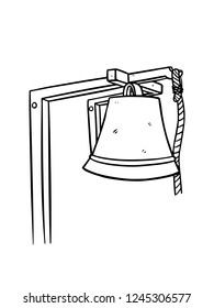 black and white line art school bell