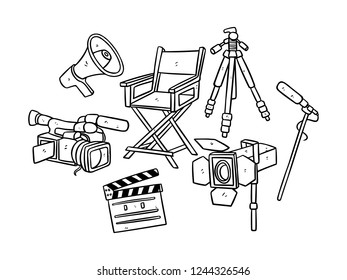 black and white line art shooting equipment