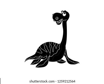 black and white line art, silhouette vector dinosaur illustration