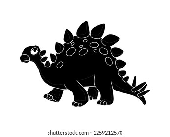 black and white line art, silhouette vector dinosaur illustration