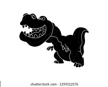 black and white line art, silhouette vector dinosaur illustration