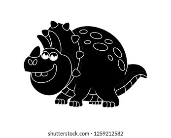 black and white line art, silhouette vector dinosaur illustration