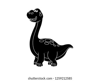 black and white line art, silhouette vector dinosaur illustration