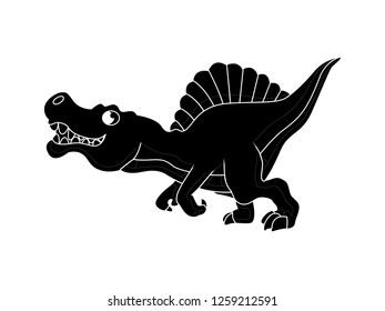 black and white line art, silhouette vector dinosaur illustration