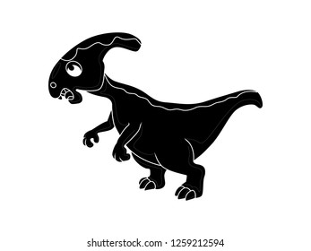 black and white line art, silhouette vector dinosaur illustration