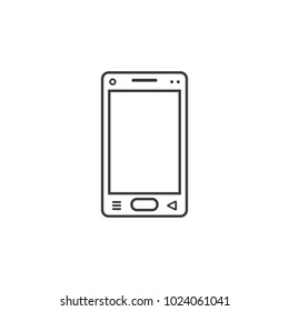 black and white line art simple vector icon of smartphone