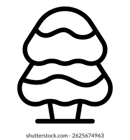 Arte em linha a preto e branco de um design de árvore simples e abstrato adequado para ícones ou logotipos
