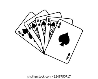 Playing Cards Illustration Drawing Engraving Ink Stock Vector (royalty 