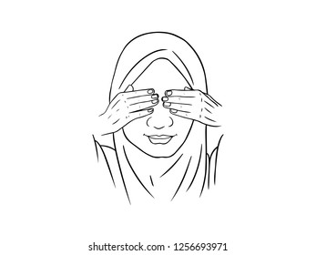 black and white line art, a sketch of a woman closing her eyes