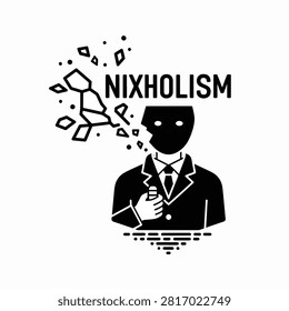 Black and white line art symbolizing nihilism with skull and crossed bones