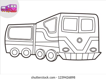 black and white line art train, coloring book