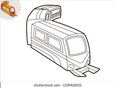 black and white line art train, coloring book