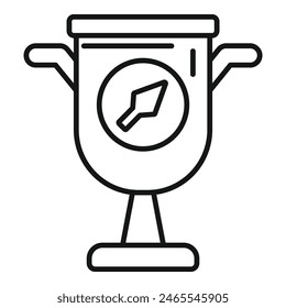 Línea en blanco y negro de un trofeo con un emblema de la pluma, simbolizando el logro literario