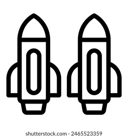 Black and white line art of two rocket icons, perfect for spacerelated design projects
