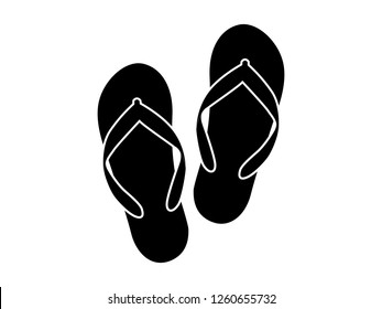 black and white line art, vector illustration of a silhouette of sandals